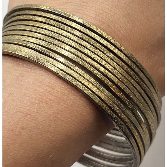 Set of 9 Gold Bangle Bracelet 2.75in - Picture 3 of 4